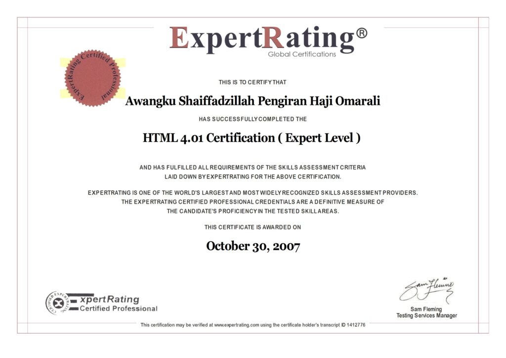 HTML 4.01 (Expert)
