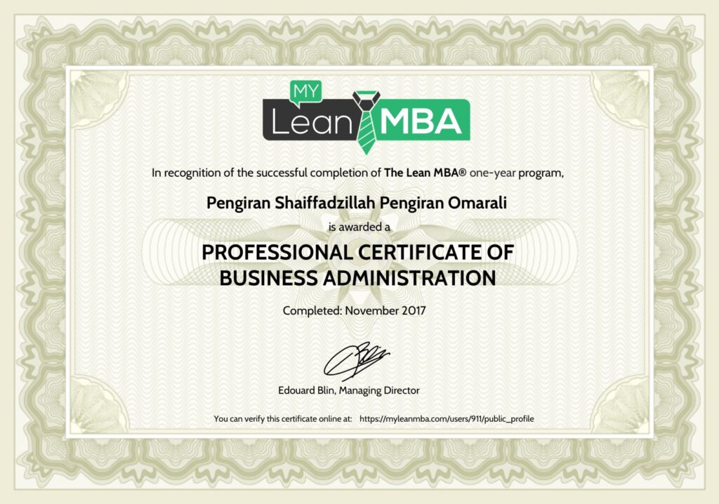 Professional Certificate of Business Administration