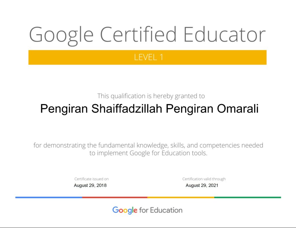 Google Certified Educator : Level 1