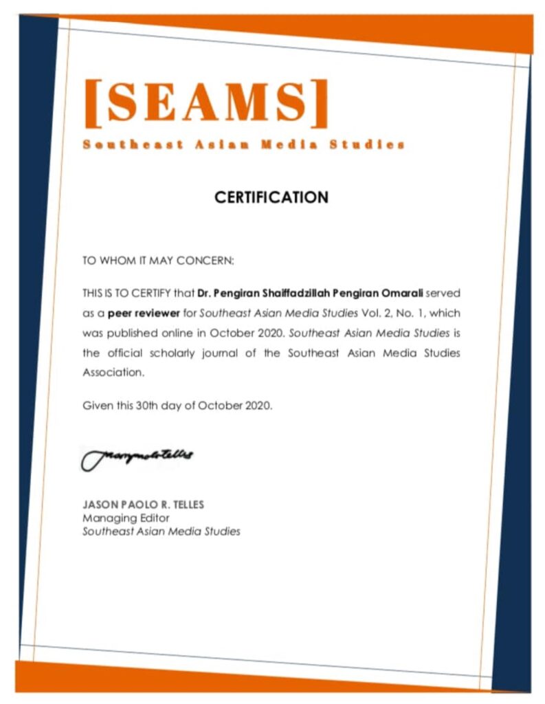 Reviewer - Journal of South-East Asia Premier Media Studies