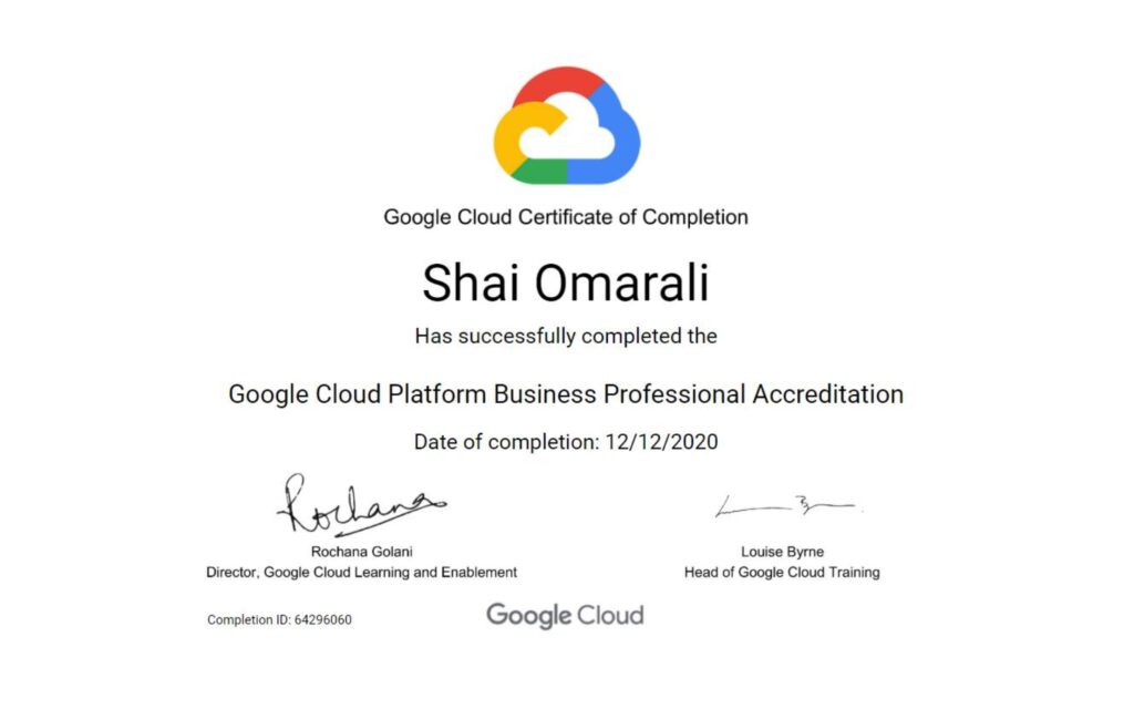 Google Cloud Platform Business Professional Accreditation
