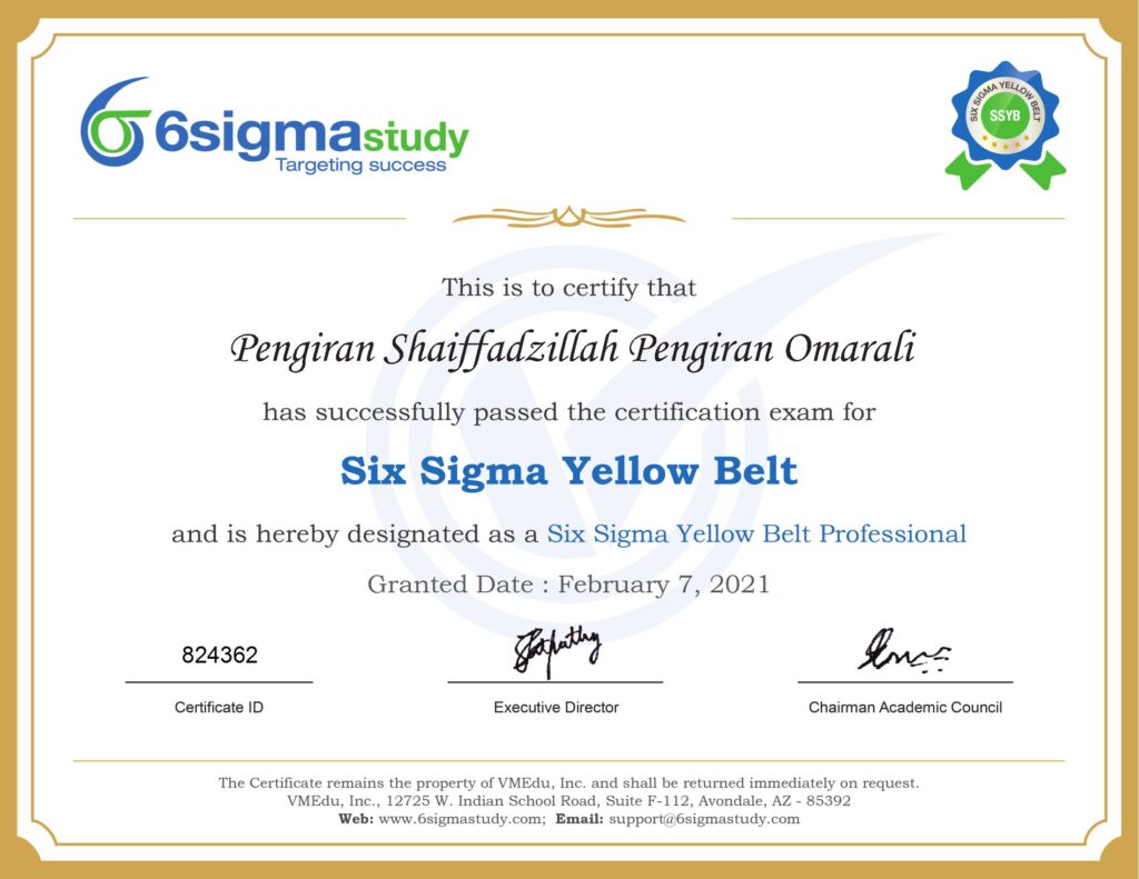 Six Sigma Yellow Belt