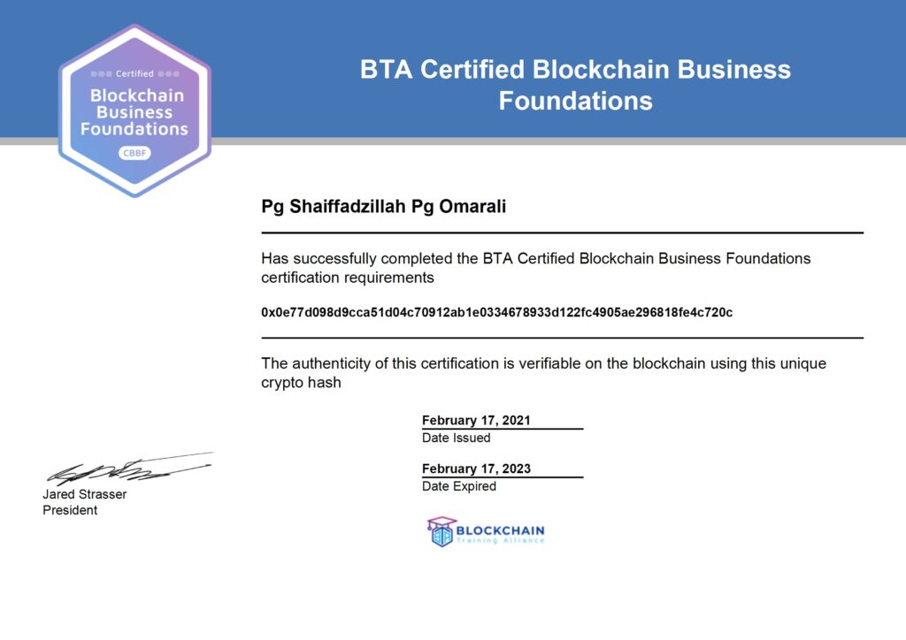 Certified Blockchain Business Foundations (CBBF)