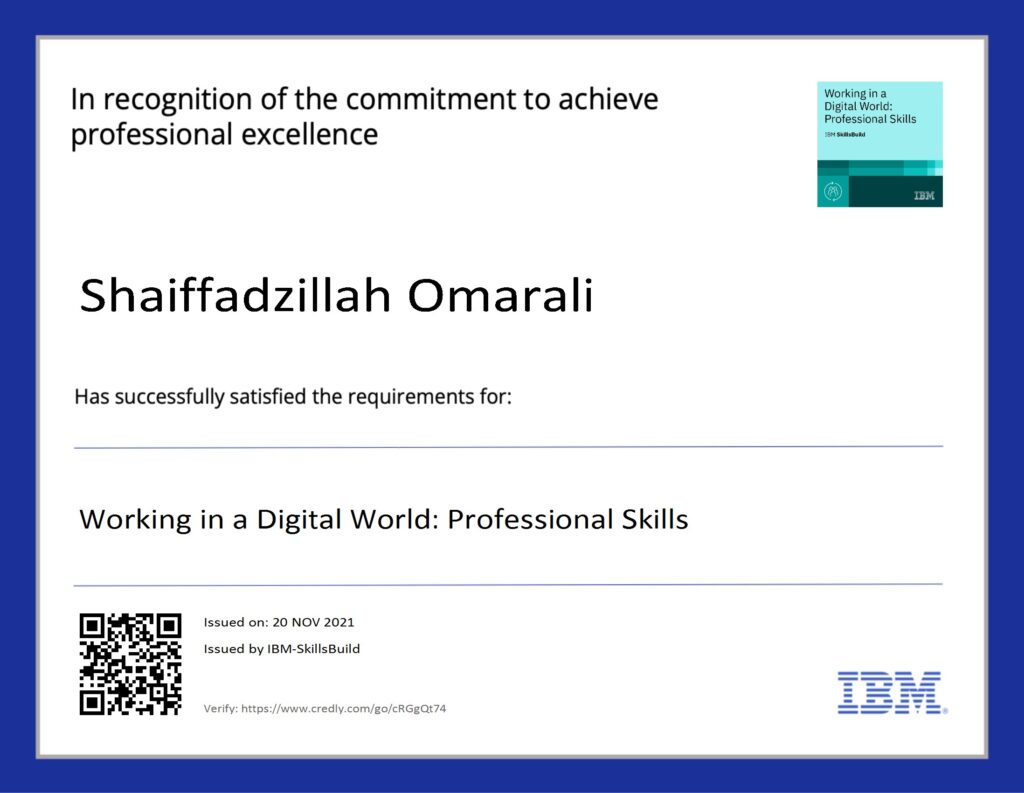 Working in a Digital World: Professional Skills