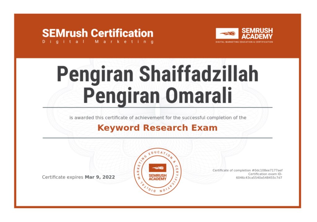SEMRush Keyword Research Exam