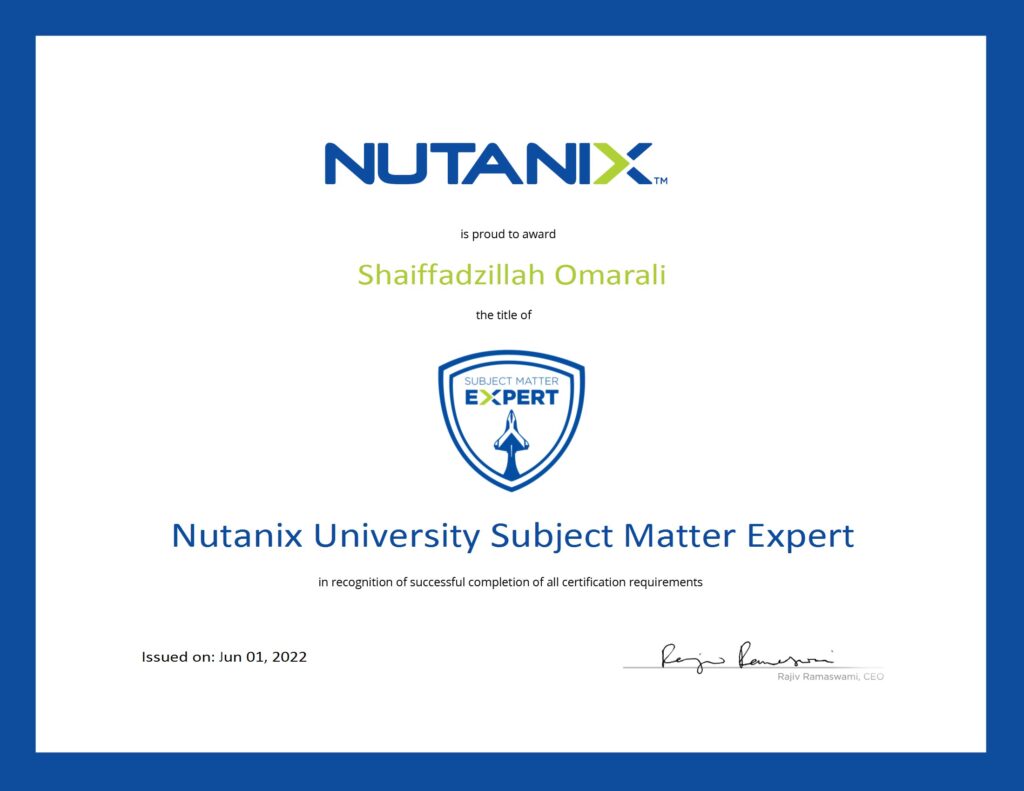 Nutanix Subject Matter Expert
