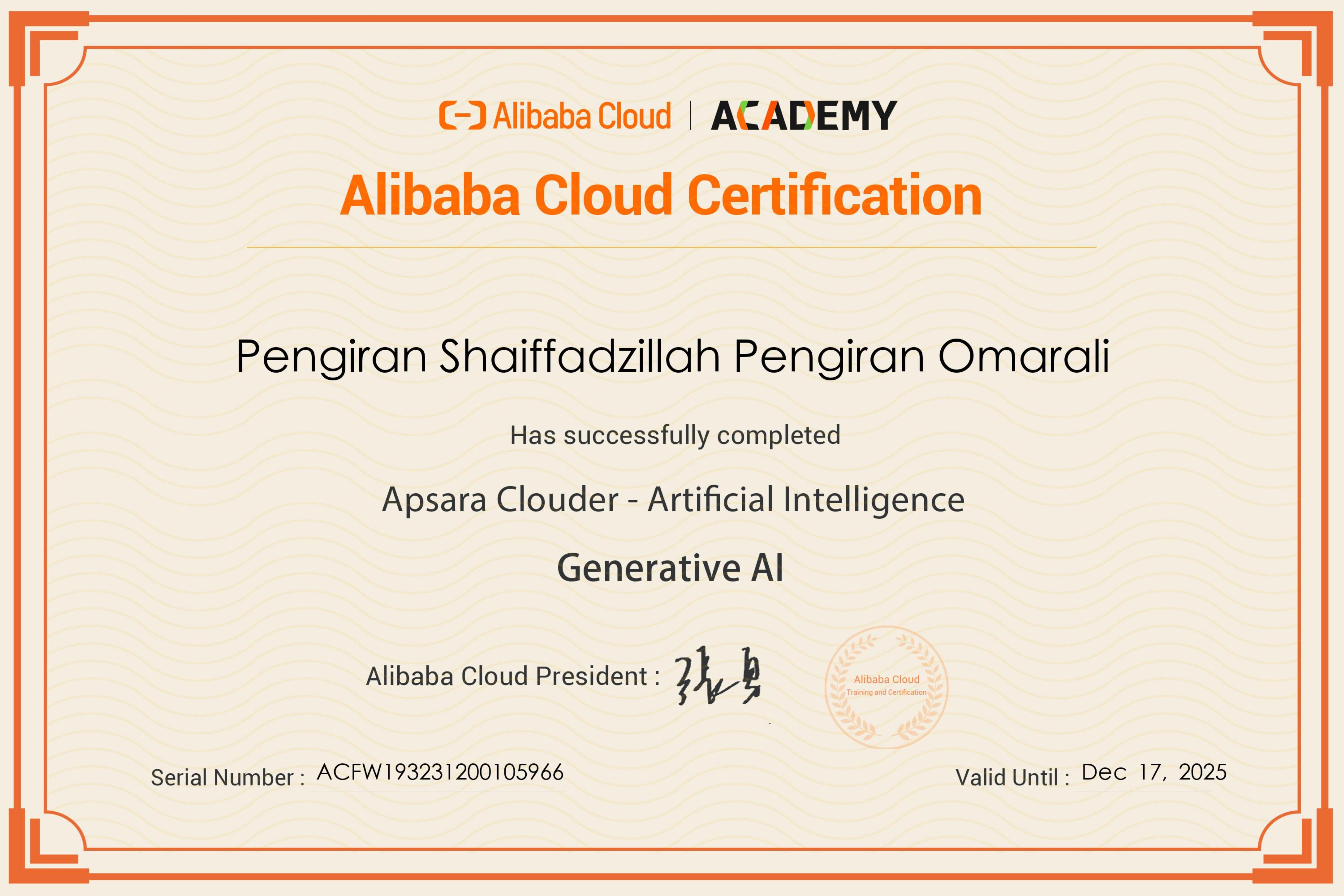 Alibaba Apsara Clouder Generative AI