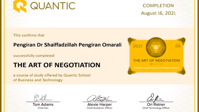 Pengiran Dr Shaiffadzillah Pengiran Omarali-THE ART OF NEGOTIATION-Certificate conv 1
