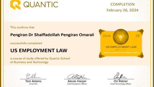 Pengiran Dr Shaiffadzillah Pengiran Omarali-US EMPLOYMENT LAW-Certificate conv 1