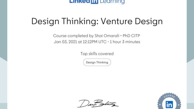 2021-01-03–LinkedinLearning–Design-Thinking-Venture-Design