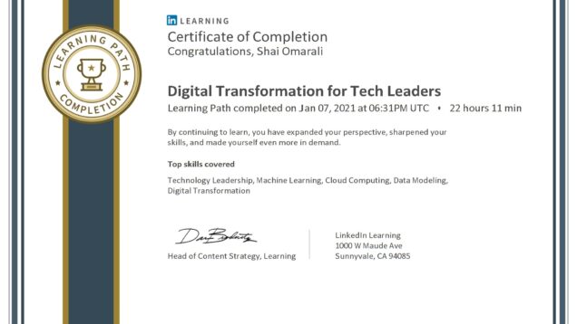 2021-01-07–LinkedinLearning–Digital-Transformation-for-Tech-Leaders