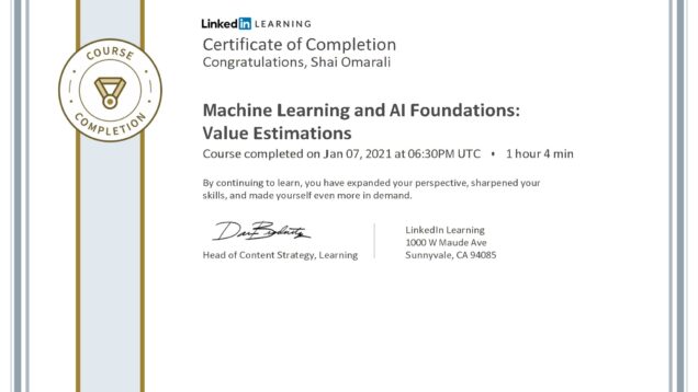 2021-01-07–LinkedinLearning–Machine-Learning-and-AI-Foundations-Value-Estimations