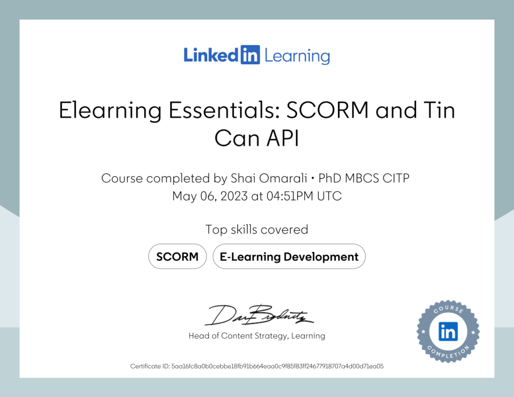 E-Learning: SCORM and Tin Can API