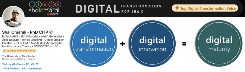 This is my 4th Top Voice badge awarded by the LinkedIn Community. This time the award is on Digital Transformation for my part in elaborating and visualizing to the community on the complementary importance of digital innovation and digital transformation by means of the agile DevOps practice.

Personally (and from professional networks), my two most monumental advocacies of the term Digital Transformation via my white-blue inrticate documentation, and the socialization of the term Digital Transformation. [ ... ]